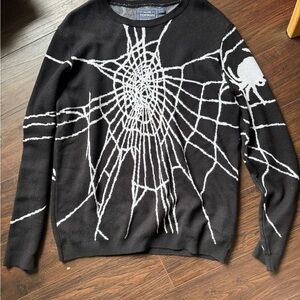 Topman Black and White Spider Web Crewneck Sweater